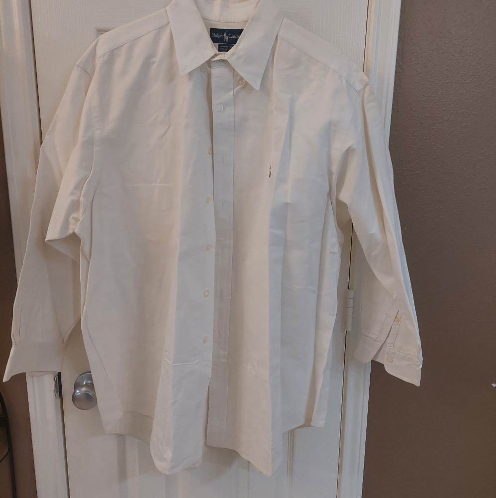 Used Men's White Polo Button down shirt.